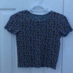 American eagle blue flower baby tee